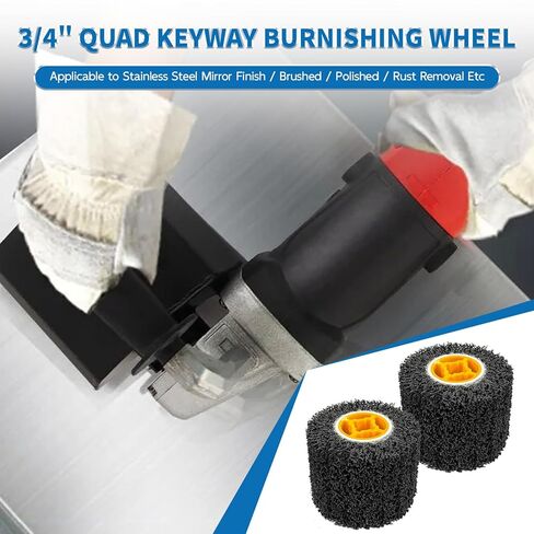 2 Pcs 4.5 x 4 Inch Abrasive Drawing Drum, 40 Grit Sanding Wheel with 3/4 Inch Quad Keyway, Surface Conditioning Burnishing Tool for Hand Held Polishing Machine in Kuwait
