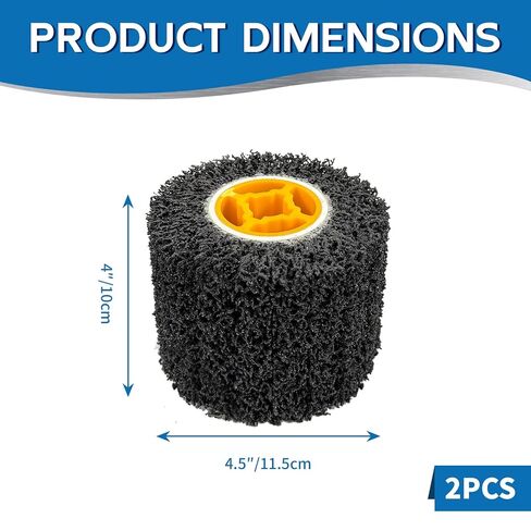 2 Pcs 4.5 x 4 Inch Abrasive Drawing Drum, 40 Grit Sanding Wheel with 3/4 Inch Quad Keyway, Surface Conditioning Burnishing Tool for Hand Held Polishing Machine in Kuwait