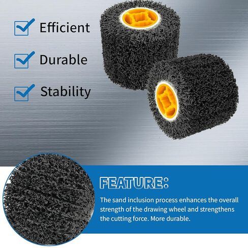2 Pcs 4.5 x 4 Inch Abrasive Drawing Drum, 40 Grit Sanding Wheel with 3/4 Inch Quad Keyway, Surface Conditioning Burnishing Tool for Hand Held Polishing Machine in Kuwait