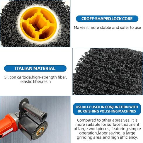 2 Pcs 4.5 x 4 Inch Abrasive Drawing Drum, 40 Grit Sanding Wheel with 3/4 Inch Quad Keyway, Surface Conditioning Burnishing Tool for Hand Held Polishing Machine in Kuwait