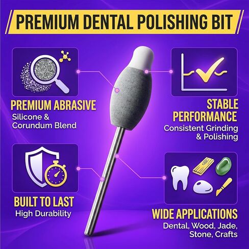 Dental Composite Polishing Tools Elliptical Coarse Fine Dual Grit Heads Zirconia Crystallization Tool Before Sintering 2.35mm Mandrel 10Pcs in Kuwait