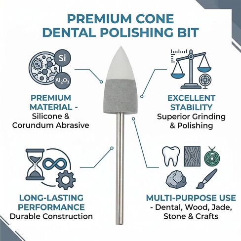 Dental Composite Polishing Tools Taper Coarse Fine Dual Grit Heads Zirconia Crystallization Tool Before Sintering 2.35mm Mandrel 10Pcs in Kuwait