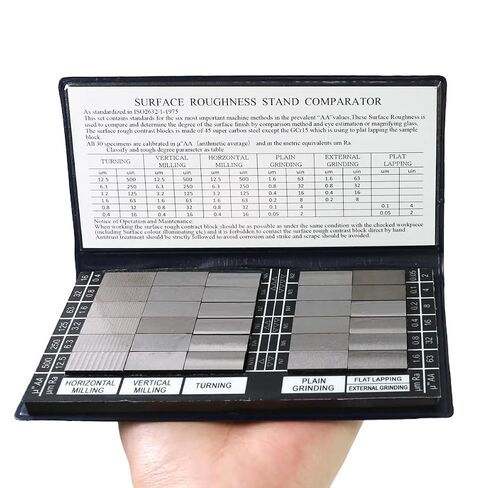Surface Finish Comparator Set, Ra 0.05-12.5μm with 30 Samples, Professional Tactile & Visual Roughness Comparison Tool for Quality Control in Machining, Grinding, Milling Processes in Saudi Arabia