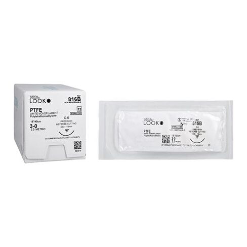 انظر إلى X816B PTFE 3-0 الغرز غير المصبوغة 18 بوصة C6 3/8 قطع عكسي دائري 18 مم 12/Pk in Kuwait