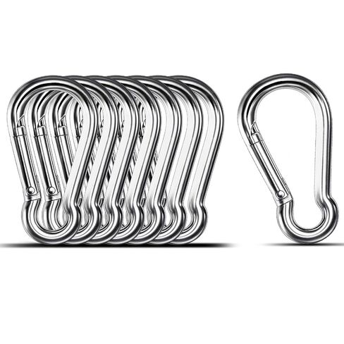 Small Carabiner Clip, 8PCS 1.57 inch 304 Stainless Steel Heavy Duty Carabiners, Metal Spring Snap Hook Clips for Outdoor Travel Camping Fishing Hanging Key Chain in Kuwait