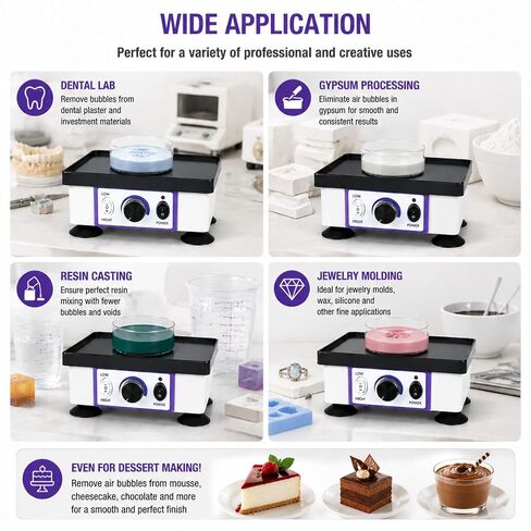Lab Vibrator 8"x6" Square Dental Oscillator, 120W Dental Vibrating Plate Plaster Mixing Machine with Adjustable Speed, Anti-Slip Base for Lab Use in Kuwait
