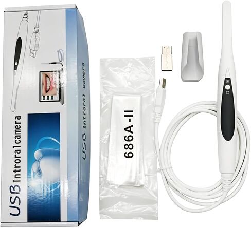 كاميرا داخل الفم بدقة 13 ميجابكسل وعدسة رقيقة للغاية مقاس 4.8 مم لطب الأسنان | وصلة USB 2.0، 8 مصابيح LED، أزرار التقاط مزدوجة تعمل مع Eaglesoft، Dexis، Apeteryx، Carestream، Tigerview والمزيد in Kuwait