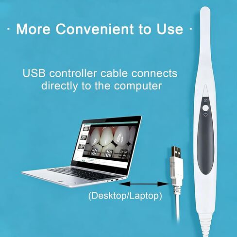 كاميرا داخل الفم بدقة 13 ميجابكسل وعدسة رقيقة للغاية مقاس 4.8 مم لطب الأسنان | وصلة USB 2.0، 8 مصابيح LED، أزرار التقاط مزدوجة تعمل مع Eaglesoft، Dexis، Apeteryx، Carestream، Tigerview والمزيد in Kuwait