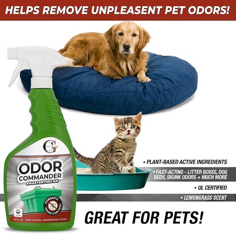 Garbage Commander Odor Commander, Odor Control Spray Bottle, 22 Ounce, Lemongrass Scent -Proudly Made in Canada in Kuwait