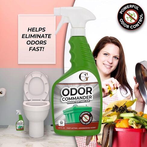 Garbage Commander Odor Commander, Odor Control Spray Bottle, 22 Ounce, Lemongrass Scent -Proudly Made in Canada in Kuwait