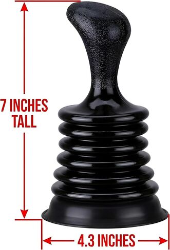 Mini Sink Plunger for Kitchen & Bathroom Drains, Powerful Bellows Clog Remover, Commercial Style Plumbing Tool for Sink, Bathtub & Shower, Compact Size, Black in Kuwait