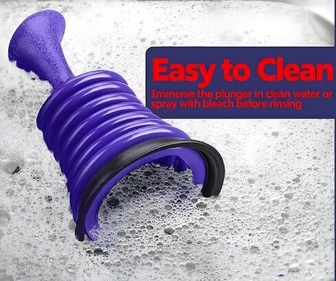 Mini Sink Plunger for Kitchen & Bathroom Drains, Powerful Bellows Clog Remover, Commercial Style Plumbing Tool for Sink, Bathtub & Shower, Compact Size, Black in Kuwait