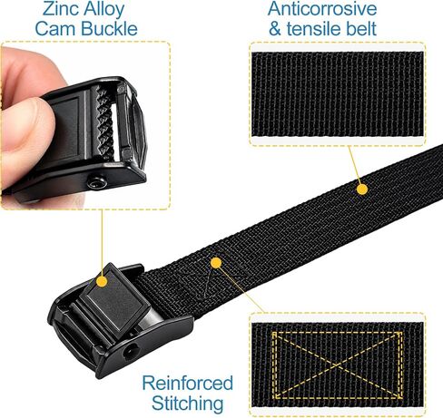 0.78" x5' Adjustable Cam Buckle Lashing Straps, Tie Down Straps for Cargo, Trucks, Luggage, Trailer, Motorcycle, 4 Pack, Black in Kuwait