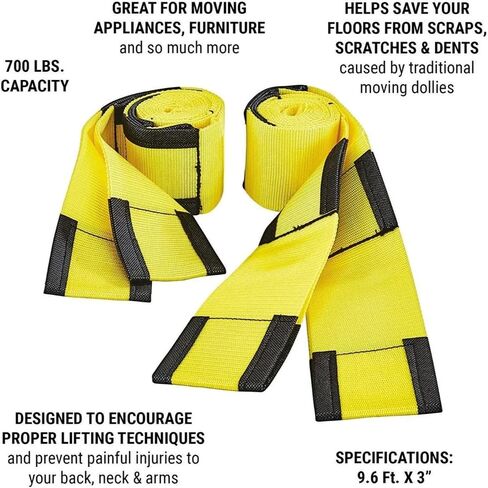TruePower Furniture Moving Straps, 2-Person Lifting and Moving System, Appliances, and Heavy Objects Carrying Straps, 700 lbs Capacity, Safety Yellow in Kuwait
