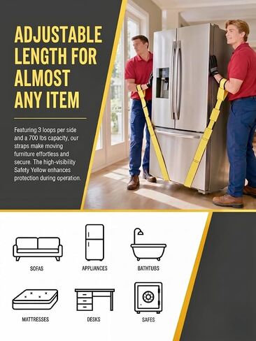 TruePower Furniture Moving Straps, 2-Person Lifting and Moving System, Appliances, and Heavy Objects Carrying Straps, 700 lbs Capacity, Safety Yellow in Kuwait