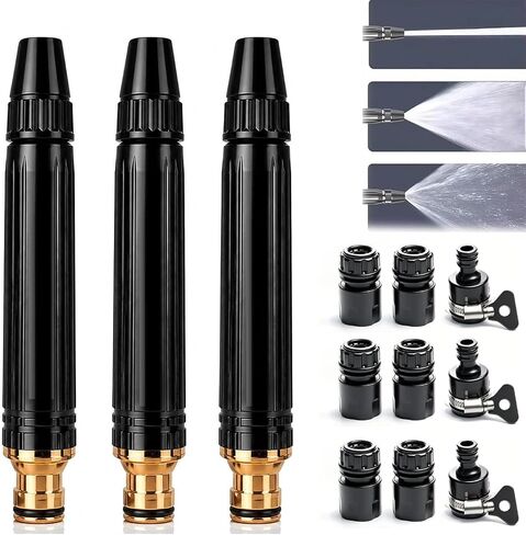 Heavy Duty Adjustable High Pressure Hose Nozzle Suitable for US water pipe sizes 8X Booster Car Wash Water Gun with Jet Mist Shower Spray, Copper Alloy Portable Power Washer for Garden Lawn Watering in Kuwait