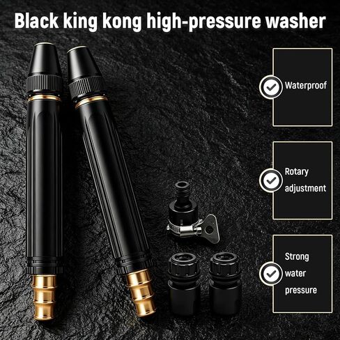 2026 Upgrade Heavy Duty High Pressure Hose Nozzle - Adjustable Booster Home High Pressure Car Wash Water Gun with Booster Nozzle, Portable Water Hose Nozzle Lawn, Garden, and Plant Watering (2pcs) in Kuwait