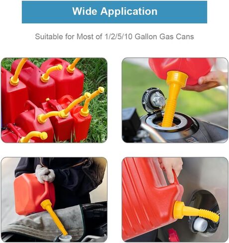 2 Pack Gas Can Spout Replacement Kit, Upgraded Leakproof Flexible Nozzles for 1/2/5/10 Gal Oil Cans, Fuel Can Spout Replacement with Vent Caps, Rubber Pad, Drill Bits in Kuwait
