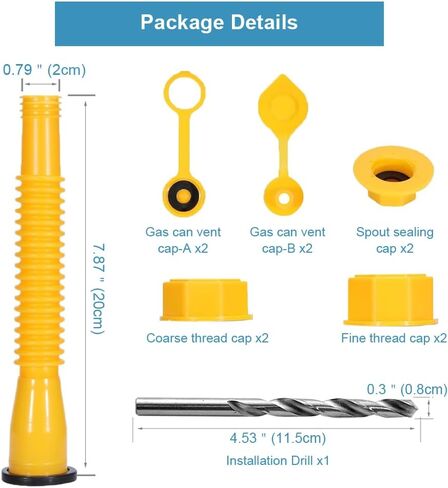 2 Pack Gas Can Spout Replacement Kit, Upgraded Leakproof Flexible Nozzles for 1/2/5/10 Gal Oil Cans, Fuel Can Spout Replacement with Vent Caps, Rubber Pad, Drill Bits in Kuwait