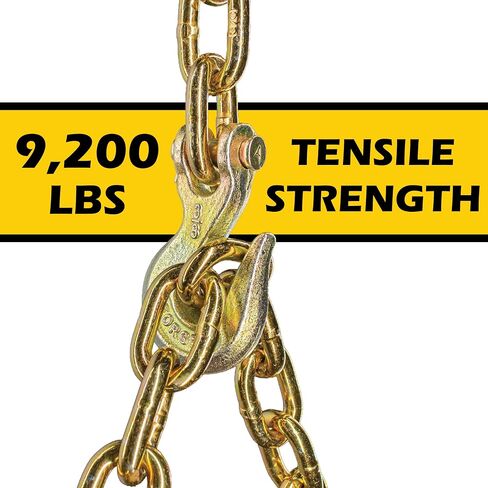 20ft Chain and Binder Kit 3/8in-1/2in, G70 Chains Ratchet Load Binders 9200lbs Working Strength, (4) Ratchet Binders and Chains, (4) 3/8in x 20ft G70, for Truck, Tie Down, Hauling, Towing in Kuwait
