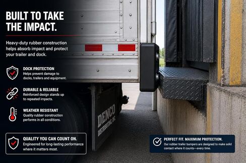 Denco Heavy Duty Rubber Trailer Bumpers, Pair, 5.5" x 2.5" x 3", Reinforced Mounting Holes, Dock Impact Protection for Semi Trailers, Truck Trailers & Loading Docks in Kuwait