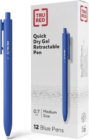 TRU RED Retractable Quick Dry Gel Pens, Medium Point, 0.7mm, Blue, Dozen (TR54499) in Saudi Arabia