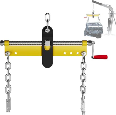 GarveeTech Engine Load Leveler,Engine Hoist Leveler with Ball Bearing,2 Chains and Adjustable Handle,Engine Hoist Shop Crane Accessory for Up to 1500lbs Yellow in Kuwait