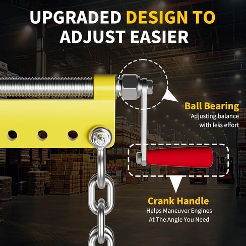 GarveeTech Engine Load Leveler,Engine Hoist Leveler with Ball Bearing,2 Chains and Adjustable Handle,Engine Hoist Shop Crane Accessory for Up to 1500lbs Yellow in Kuwait