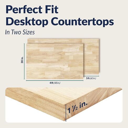 Howizz Butcher Block Countertop 60 x 30 x 1.5 Inches - Unfinished Hevea Solid Wood Table Top, Wood Countertop for DIY for Desk Top, Workbench Top, Kitchen Countertop in Kuwait
