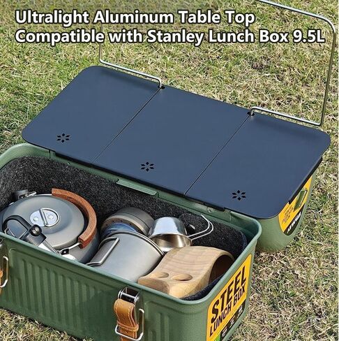 Hamans Ultralight Folding Aluminum Alloy Table Top Compatible for Stanley Lunch Box 10qt(9.4L),Black Expandable Camping Table Plate Accessories with Storage Bag in Kuwait
