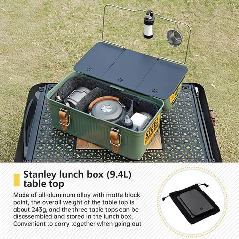Hamans Ultralight Folding Aluminum Alloy Table Top Compatible for Stanley Lunch Box 10qt(9.4L),Black Expandable Camping Table Plate Accessories with Storage Bag in Kuwait