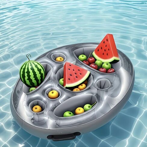 Large Inflatable Floating Pool Bar with Drink Holders & Tray - Heavy-Duty Food-Grade PVC Island for Adult Pool Parties, BBQs & Lake Fun, Easy Setup & Storage in Kuwait