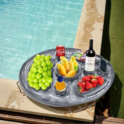 Large Inflatable Floating Pool Bar with Drink Holders & Tray - Heavy-Duty Food-Grade PVC Island for Adult Pool Parties, BBQs & Lake Fun, Easy Setup & Storage in Kuwait
