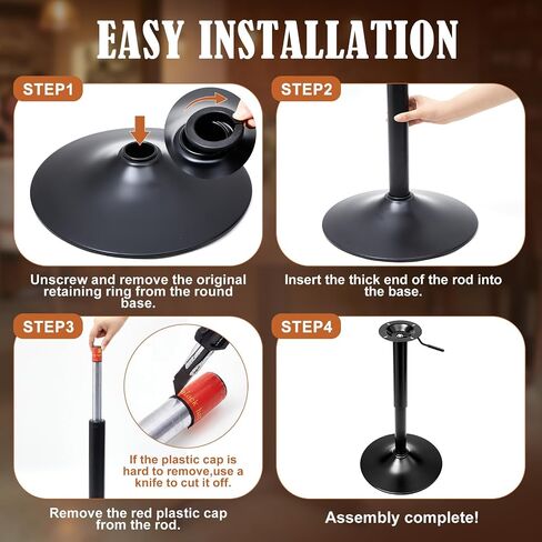 Height Adjustable Bar Table Base with Gas Lift and 360° Swivel, 27.5" to 35.4", 15" Round Cast Iron Pedestal Base Only for Pub Bistro Cafe Cocktail Kitchen Counter Home Bar Tables, 500 Lbs Capacity in Kuwait