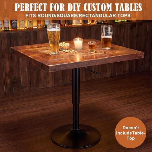 Height Adjustable Bar Table Base with Gas Lift and 360° Swivel, 27.5" to 35.4", 15" Round Cast Iron Pedestal Base Only for Pub Bistro Cafe Cocktail Kitchen Counter Home Bar Tables, 500 Lbs Capacity in Kuwait