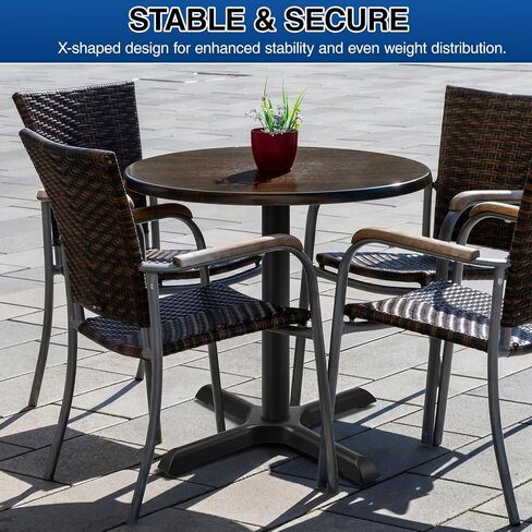 Sintuff 22" x 22" Commercial Restaurant Table Base, Black Cast Iron X-Base with Anti-Slip Feet, Heavy Duty Pedestal for 24-36" Round or Square Table Tops, Base Only in Kuwait