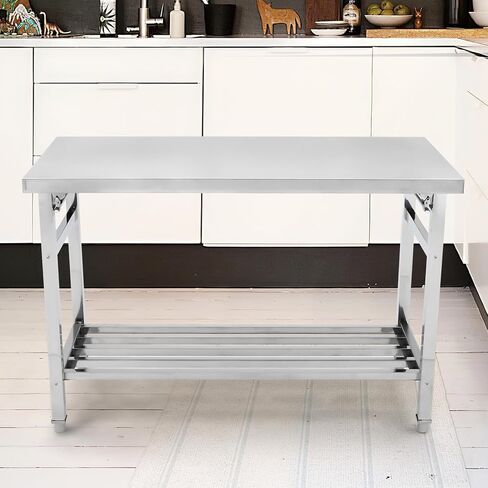 NSF Certified 24x48 Inch Commercial Work Table, Heavy Duty Stainless Steel Folding Prep Table with Adjustable Undershelf, Space-Saving Design for Restaurant Kitchen Dining in Kuwait