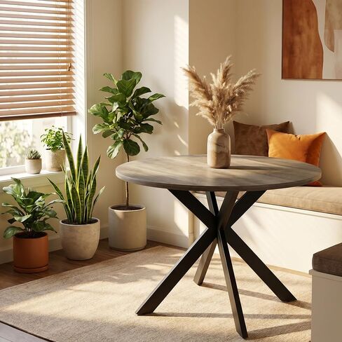 Small Dining Table for 2, Round Bistro Kitchen Table with Sturdy Metal Frame, Perfect for Breakfast Nook, Small Space, Apartment in Kuwait