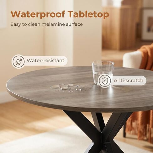 Small Dining Table for 2, Round Bistro Kitchen Table with Sturdy Metal Frame, Perfect for Breakfast Nook, Small Space, Apartment in Kuwait