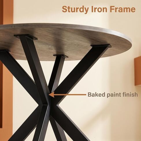 Small Dining Table for 2, Round Bistro Kitchen Table with Sturdy Metal Frame, Perfect for Breakfast Nook, Small Space, Apartment in Kuwait