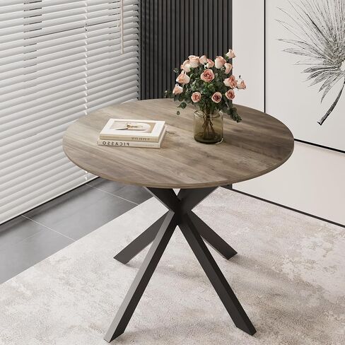 Small Dining Table for 2, Round Bistro Kitchen Table with Sturdy Metal Frame, Perfect for Breakfast Nook, Small Space, Apartment in Kuwait
