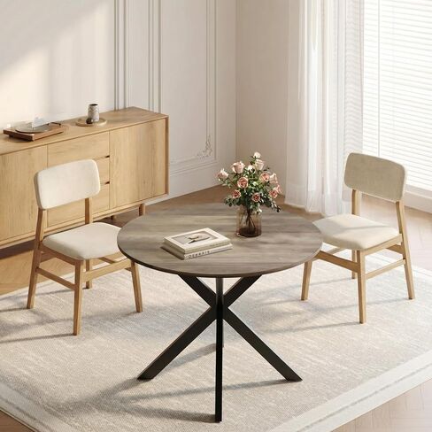 Small Dining Table for 2, Round Bistro Kitchen Table with Sturdy Metal Frame, Perfect for Breakfast Nook, Small Space, Apartment in Kuwait