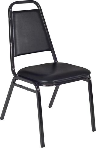 Romig Pillar Small 30 in. Square X-Base Breakroom Table- Mahogany & 4 Restaurant Stack Chairs- Black in Kuwait
