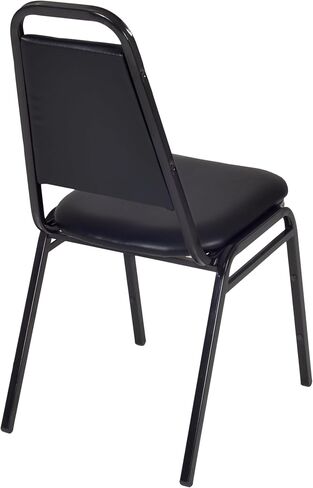 Romig Pillar Small 30 in. Square X-Base Breakroom Table- Mahogany & 4 Restaurant Stack Chairs- Black in Kuwait
