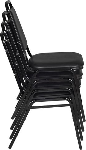 Romig Pillar Small 30 in. Square X-Base Breakroom Table- Mahogany & 4 Restaurant Stack Chairs- Black in Kuwait