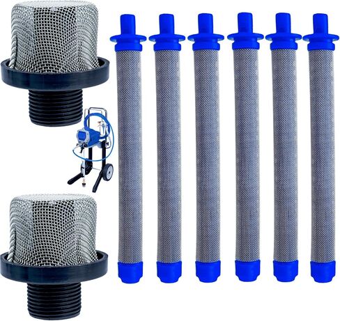 2 Pcs 288716 3/4-Inch Inlet Strainer Thread & 6 Pcs 288749 Airless Spray Gun Filter Compatible with Graco X5/X7/ProX Series & SG10/SG20/SG Pro Spray Guns, Stainless Steel 60 Mesh in Kuwait