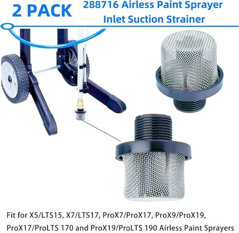 2 Pcs 288716 3/4-Inch Inlet Strainer Thread & 6 Pcs 288749 Airless Spray Gun Filter Compatible with Graco X5/X7/ProX Series & SG10/SG20/SG Pro Spray Guns, Stainless Steel 60 Mesh in Kuwait