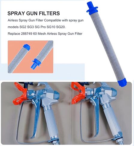 2 Pcs 288716 3/4-Inch Inlet Strainer Thread & 6 Pcs 288749 Airless Spray Gun Filter Compatible with Graco X5/X7/ProX Series & SG10/SG20/SG Pro Spray Guns, Stainless Steel 60 Mesh in Kuwait