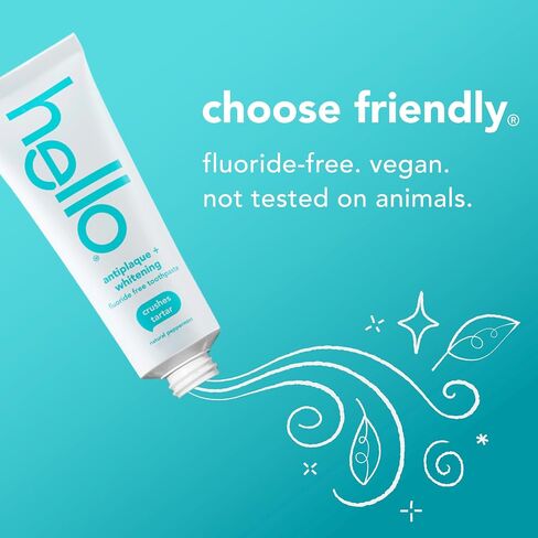 Hello Antiplaque and Whitening Fluoride Free Toothpaste, 5 Oz Tube, Whitening Toothpaste with Natural Peppermint Flavor and Tea Tree Oil, Crushes Tartar and Helps Remove Surface Stains, 3 Pack in Kuwait