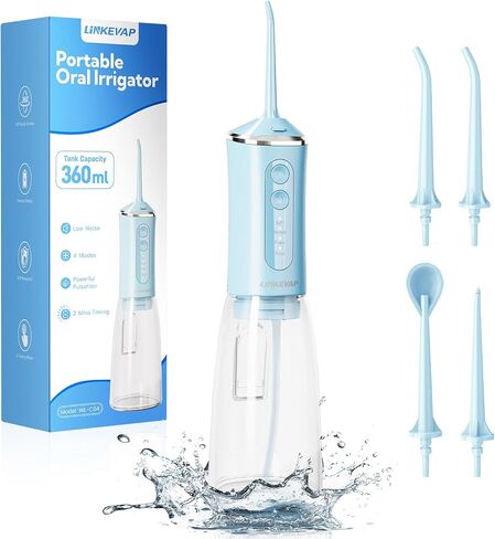 LINKEVAP Water Flosser for Teeth Pick,360ML Rechargeable Travel Oral Irrigator Cleaner,IPX7 Waterproof Daily Dental Care Machine for Home (Pink) in Saudi Arabia